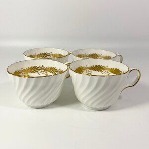 RARE !! Set of 4  Aynsley “Kent” Gold Gilt Bone China Replacement Teacups